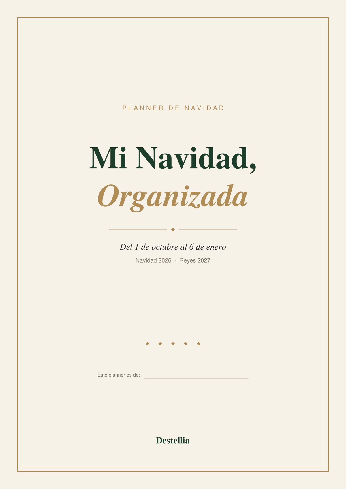 Mi Navidad, Organizada · Planner de Navidad 2026 (PDF imprimible)