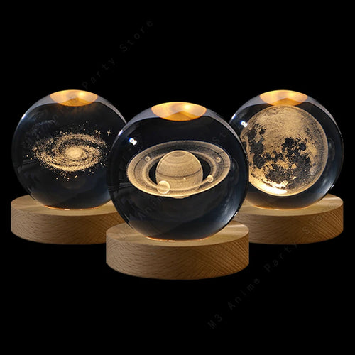 Lámpara de Cristal 3D Luna y Galaxia